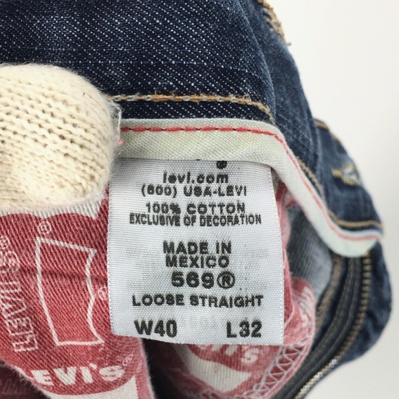 Levis Mens 569 Loose Straight Denim Jeans Blue Baggy Button Flap Pockets 40 x 32 - Picture 16 of 16